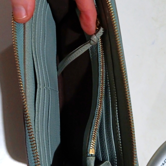 Chloe Leather Long Zip Around Wallet Signature Monogram Seafoam Green EUC - Picture 7 of 10